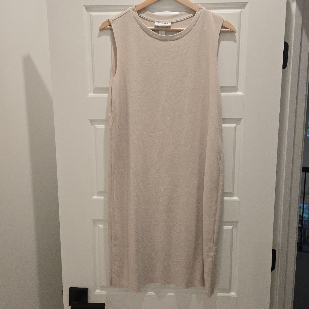 Monki Elvi Sleeveless Midi Tank Dress Beige Neutral Minimalist Soft Jersey Small